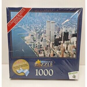 Above New York City Wrebbit Perfalock Jigsaw Puzzle 1,000 PC-Twin Towers New!*